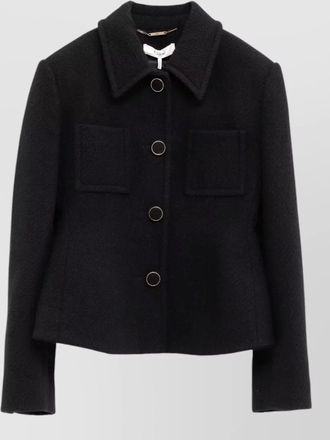 Chlo&eacute; wool tweed cropped single breasted blazer