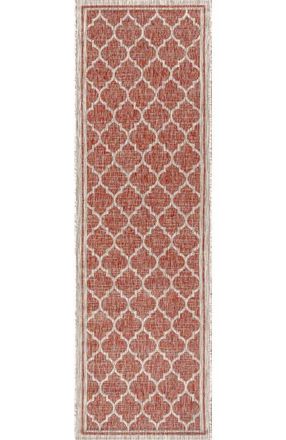 Jonathan Y Designs Trebol Moroccan Trellis Textured Weave Indoor/Outdoor Area Rug in Red/beige at Nordstrom, Size 3Ft 0In X 5Ft 0In