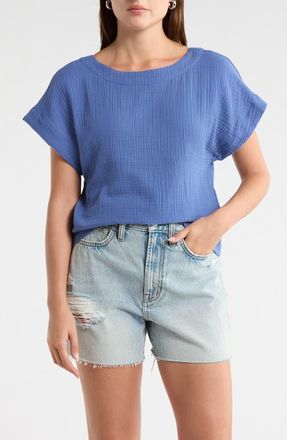 Madewell Cotton Gauze Top in Waterfall at Nordstrom Rack, Size X-Large