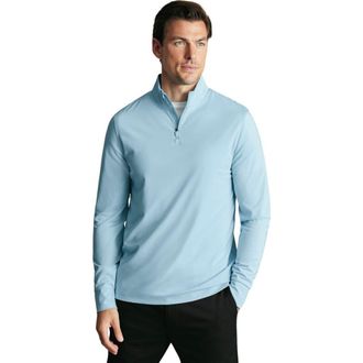 CHARLES TYRWHITT Performance Zip Neck in Light Blue at Nordstrom, Size Xx-Large