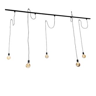 QAZQA Moderno Sistema De Riel Moderno Con 5 L&aacute;mparas Colgantes Negras Monof&aacute;sicas - Iconic Cavalux Acero /aluminio Alargada Adecuado Para Led Max. 5 X 15 Wa