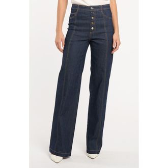 Cinq &agrave; Sept Francine Exposed Button Fly Jeans in Indigo at Nordstrom, Size 12