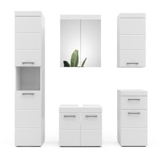 Vicco Conjunto De Muebles De Ba&ntilde;o Luna, Blanco, 5 Piezas