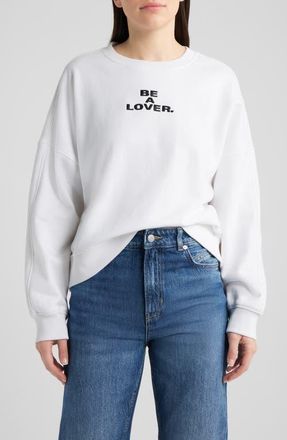 Boss Orange by Hugo Boss Be A Lover Stretch Cotton Graphic Sweatshirt in White at Nordstrom, Size Medium