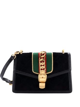 Gucci Sylvie Shoulder Bag GG Velvet Small crossbody bag - Nero