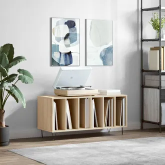 vidaXL Mueble Discos Madera Contrachapada Roble Sonoma 100x38x48 Cm Vidaxl