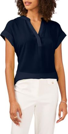 Chaus Split Neck Georgette Blouse in Jbs Navy at Nordstrom, Size Medium