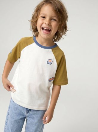 Vertbaudet Jungen T-Shirt mit kurzen Raglan&auml;rmeln khaki