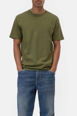 Closed Organic Cotton Classic Slub Short Sleeve T-Shirt In Pine Green