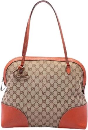 Gucci Pre-owned Canvas Tote Bag - Dames - Vintage Schoudertas - Beige - ONE Size - Vintage