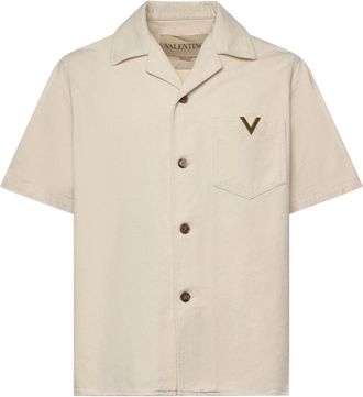 Valentino Garavani T-shirt met Korte Mouwen - Heren - Korte mouwen Overhemden - Beige - L - Katoen - Overhemden