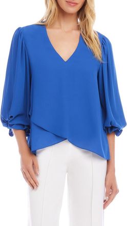 Karen Kane Crossover Hem Asymmetric Top in Blue at Nordstrom, Size X-Large