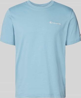 Champion T-Shirt mit Label-Stitchings und Rundhalsausschnitt in Rauchblau, Gr&ouml;&szlig;e XXL