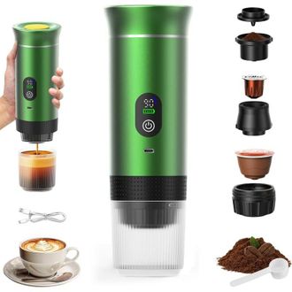 OEM Cafetera Espresso Port&aacute;til Multifuncional 3 En 1 Para C&aacute;psulas Y Caf&eacute; Molido, 800 G, Compacta Y Recargable Por Usb-c, Color Verde