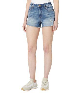Kut from the Kloth KUT from the Kloth Jane Shorts Womens Blue Denim High Rise Frayed Hem GBO2955