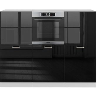 Vicco Bloque De Cocina R-line, Negro Brillo/blanco, 180 Cm Sin Encimera