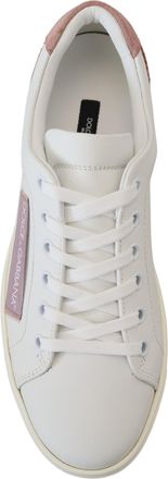 Dolce & Gabbana Womens White Pink Leather Low Top Sneakers Shoes