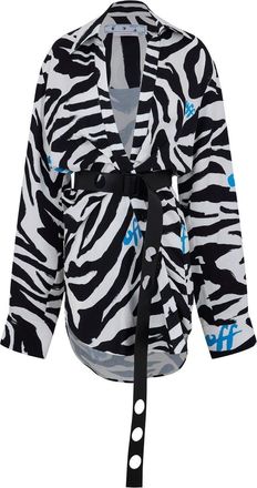 Off-white Womens Off White Zebra V-Neck Mini Dress in Black - Black & Silver - Size 4 UK