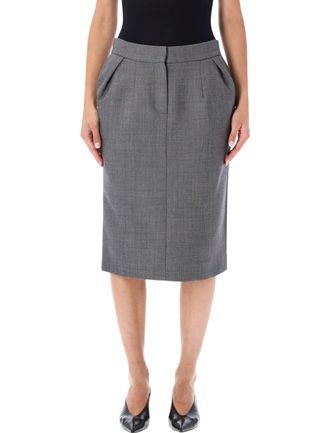 Magda Butrym Tailored Midi Skirt With Structured Waistband And Subtle Pleat