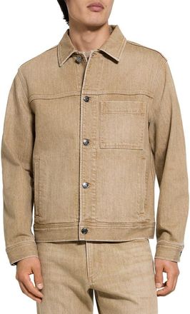 Theory Tinted Denim Trucker Jacket in Washed Brown at Nordstrom, Size X-Large