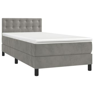 vidaXL Vidaxl - Cama Box Spring Con Colch&oacute;n Terciopelo Gris Claro 100x200 Cm