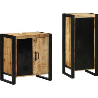vidaXL Vidaxl - Juego De Muebles De Ba&ntilde;o 2 Pcs Marr&oacute;n Madera De Mango Maciza