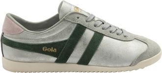 Gola Womens Bullet Blaze Trainer Sneaker In Silver/evergreen/chalk Pink