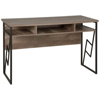 Beliani Beliani - Escritorio De Oficina En Casa Tapa De Madera Oscura Marco De Metal Negro Estante De Almacenamiento 120 X 60 Cm Forres