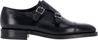 John Lobb Black Leather William Monk Strap Shoes