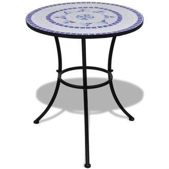 vidaXL Mesa De Bistro Terraza Mosaico Azul Y Blanco 60 Cm Vidaxl