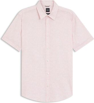 BOSS Floral-print slim-fit shirt in stretch linen