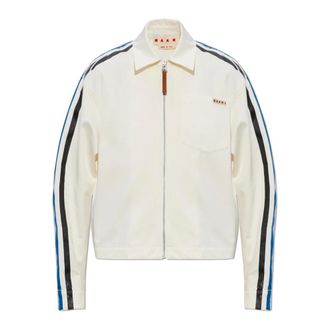 Marni Light Jackets, female, Beige, Size: S Cotton Jacket with Pocket