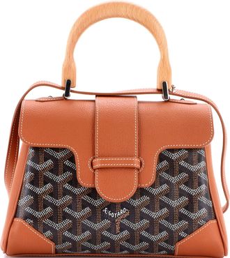 Goyard Saigon Top Handle Bag Coated Canvas with Leather Mini