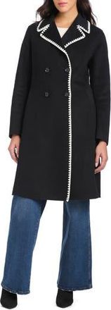 Kate Spade New York embroidered double breasted top coat in Black at Nordstrom Rack, Size X-Small