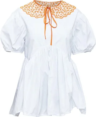 Cecilie Bahnsen Mie cotton applique collar puff top