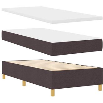 vidaXL Vidaxl - Cama Con Somier Con Colch&oacute;n Marr&oacute;n Oscuro 90 X 200 Cm Tela