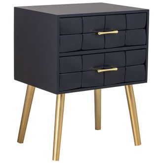 Wanderlust Deco Mesita De Noche De Madera Negra 50x38x73h Cm