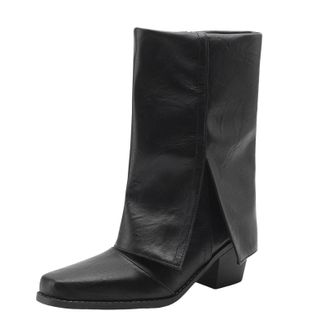 Generic Fall and Winter Womens Ankle Boots with Chunky Heel Square Toe Design for Stylish Comfort and Versatile Everyday Wear (Black, 4.5)