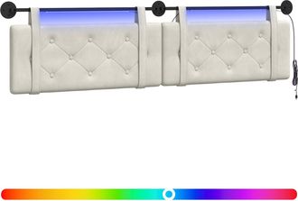 vidaXL Cabecero Colgante Con Luz Led Crema Terciopelo Vidaxl