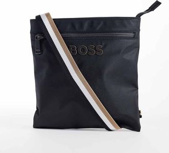 Boss Orange by Hugo Boss BOSS - Catch - Borsa a tracolla nera a busta con logo tono su tono-Nero