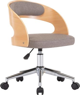 vidaXL Vidaxl - Silla De Comedor Giratoria De Madera Curvada Y Tela Gris Taupe
