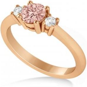 Allurez Round Morganite & Diamond Three-Stone Engagement Ring 14k Rose Gold (0.60ct)