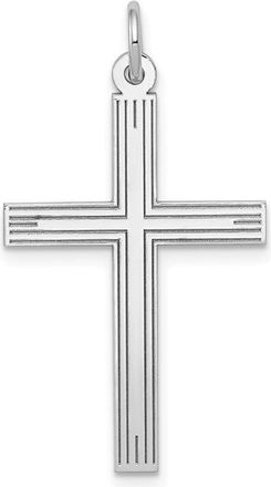Diamond2Deal 14K White Gold Laser Designed Cross Pendant