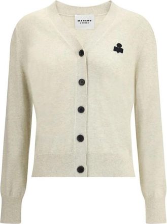Isabel Marant Karina Cardigan met V-Hals - Dames - Vesten - Beige - M - Katoen - Truien & Vesten