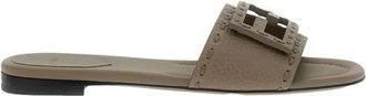 Fendi Baguette Slide - Dames - Sandalen - Grijs - 37 EU - Leer - Schoenen