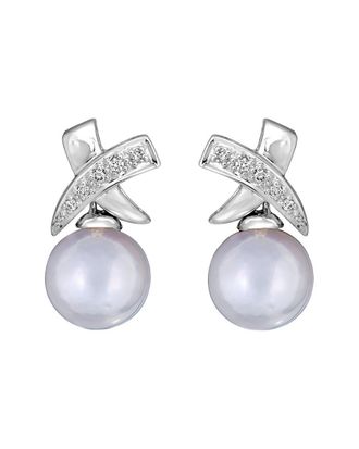 Belpearl Belpearl 14K 0.09 Ct. Tw. Diamond & 8.5 Mm Freshwater Pearl Earrings