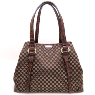 Celine Brown Canvas Leather Tote Bag (Pre-Owned)