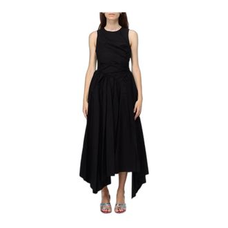 Msgm Abito midi in popeline - Dresses - Mujer - Negro - S