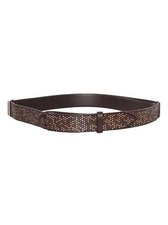 Orciani Brown Leather Belt With Colorful Studded Detailing