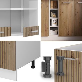 Vicco Cocina Vers&aacute;til R-line, Roble Artesanal/blanco, 160 Cm Sin Encimera